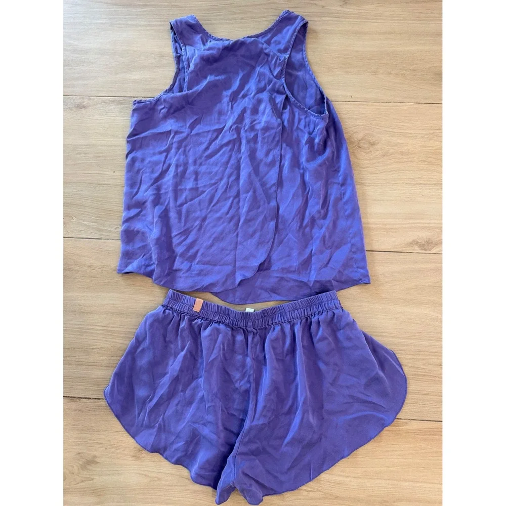 Lunya Washable Silk Set Purple Sleepwear Tank Shorts Small